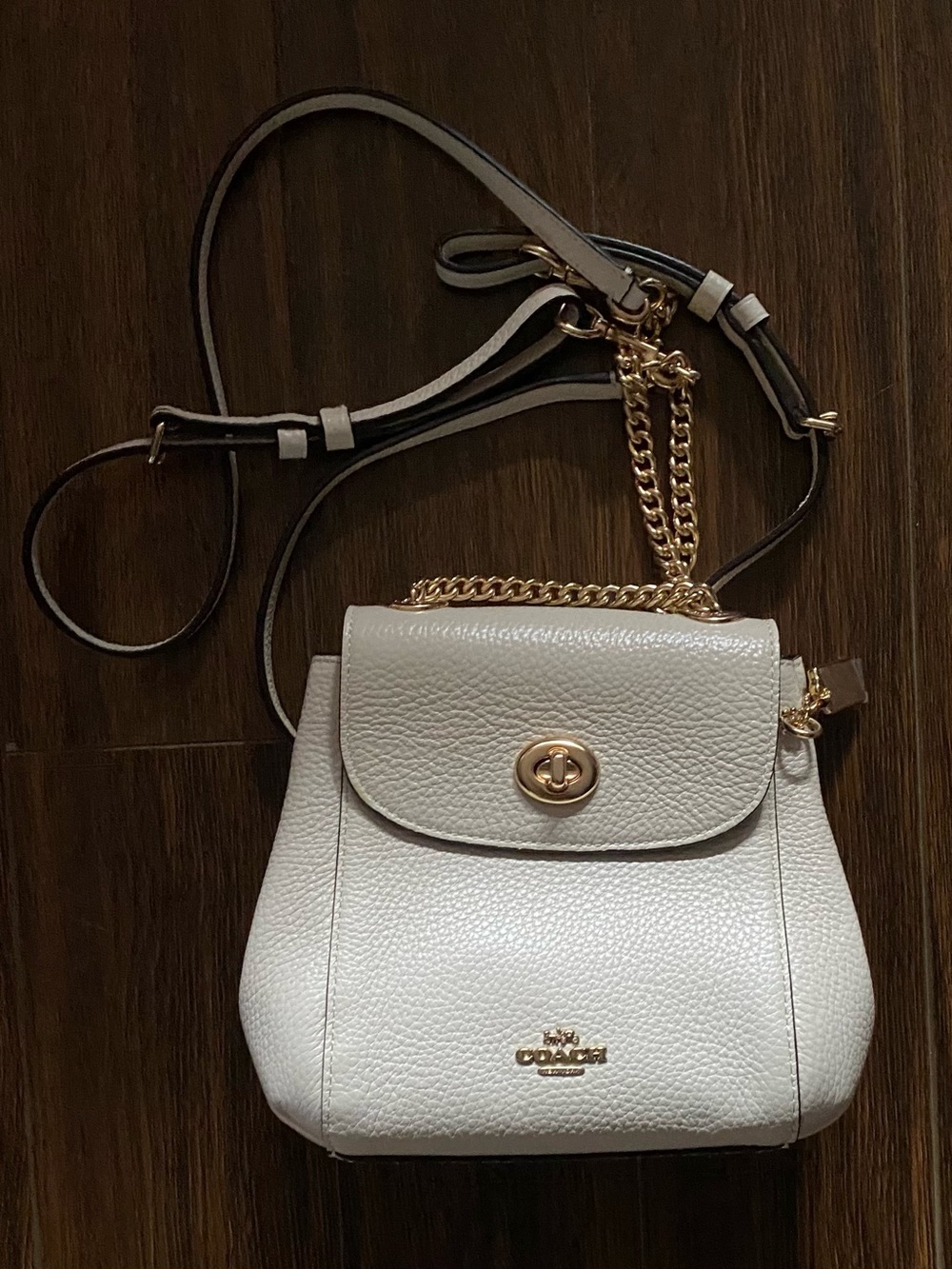 Brand New - Coach White Leather Turnlock Crossbody Bag